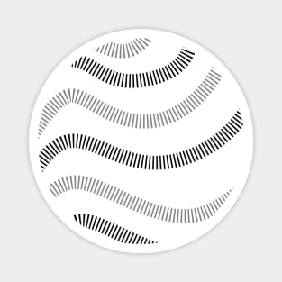 Modern Minimalist Wavy lines black and white Magnet